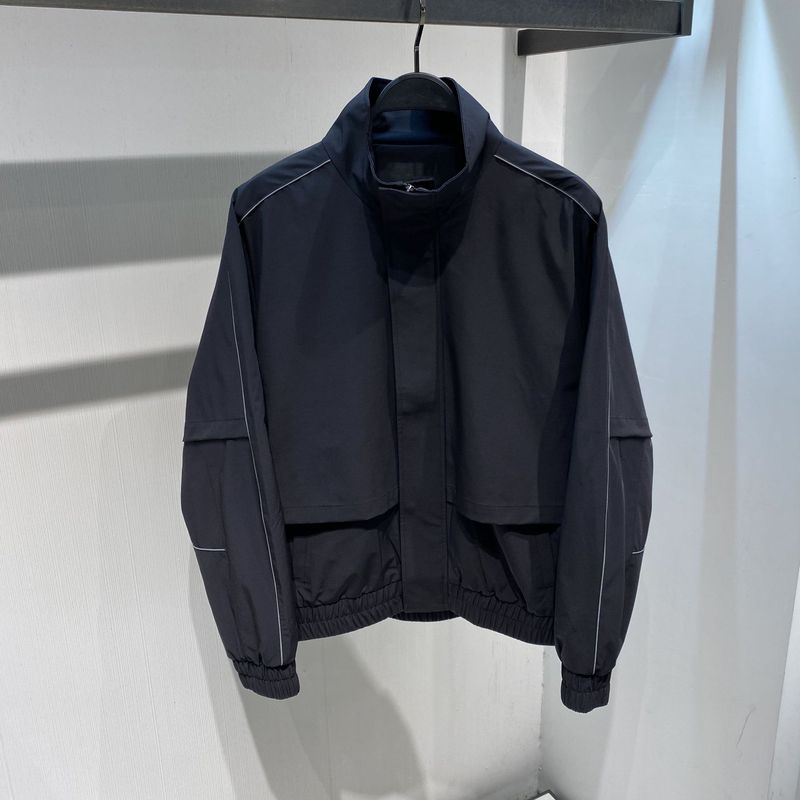 Men's clothing Fashion Jacket Black Loose Men's Casual Jacket Workwear Stand Collar Jacket_voghion.com