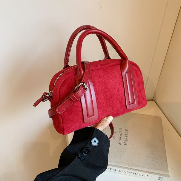 Borsa a mano patchwork in pelle scamosciata opaca 2025 Borsa a tracolla singola da donna alla moda con cuscino da bowling di nicchia_voghion.com