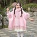 Children's hooded and fleece thickened cape shawl mid-length loose woolen girl's cape coat_voghion.com