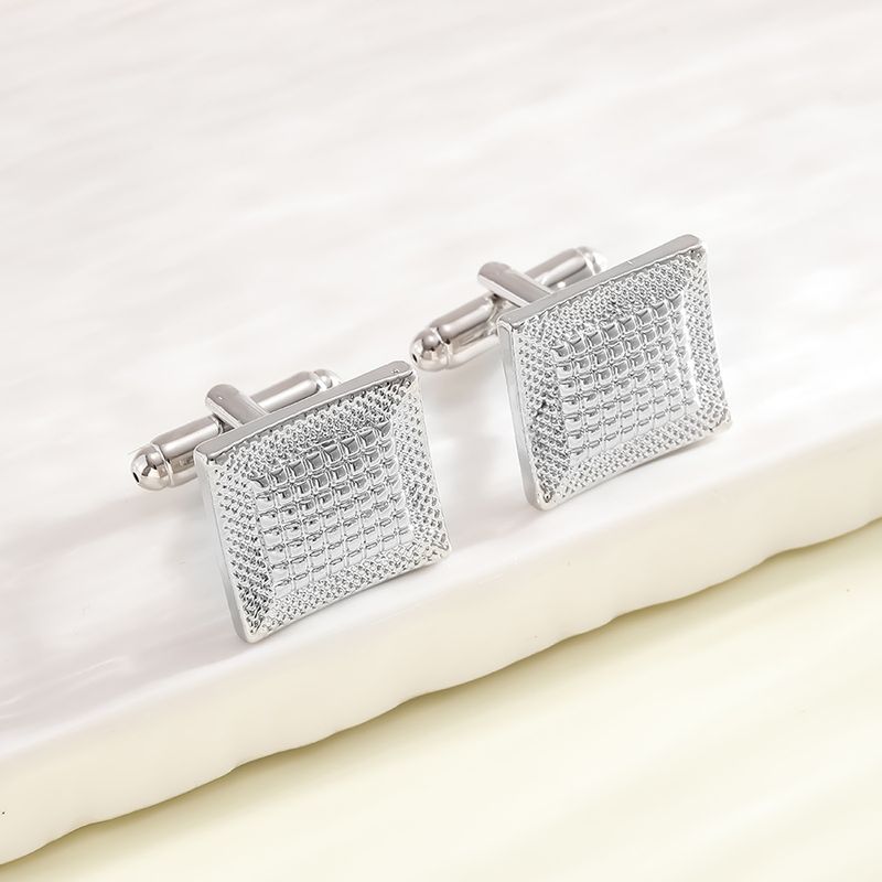 New Square Retro Roman Pattern Plaid Cufflinks Men Fashion French Shirt Cuff Nails_voghion.com