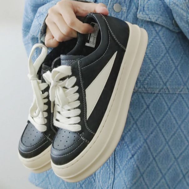 American Street Sneakers Men's Thick Bottom Heightening Inverted Triangle Casual Shoes 2025 New Black Multifunctional Sneakers_voghion.com