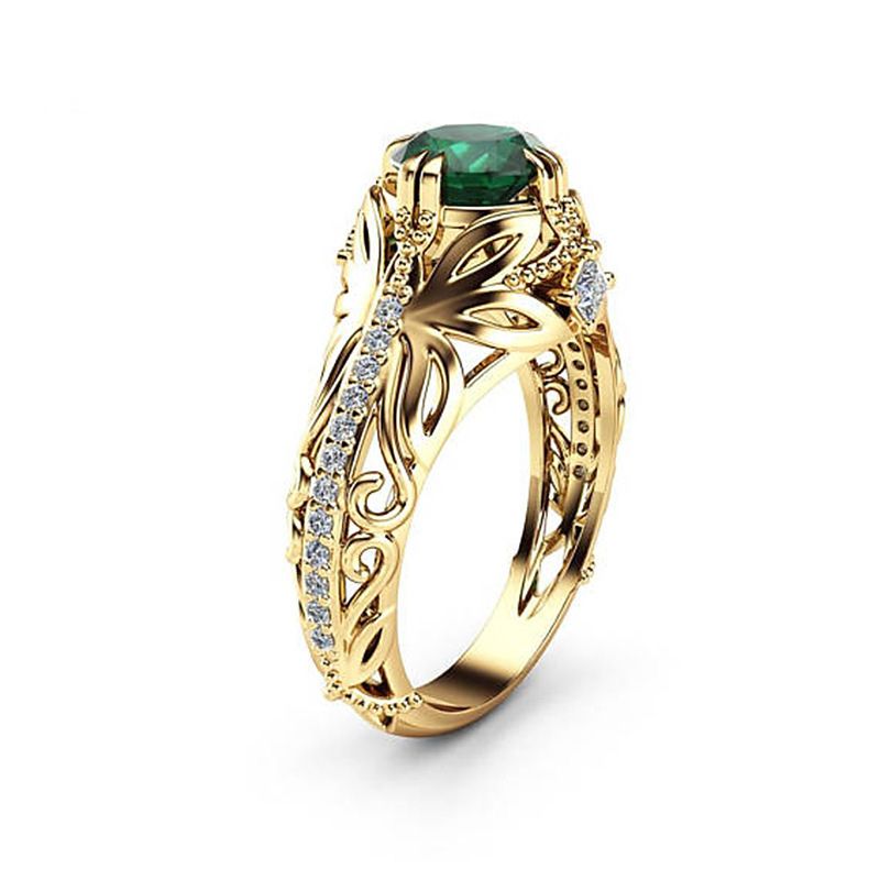 Großmutter Grün Zirkon Diamant Weibliche Mode Luxus Verlobungsring Schmuck_voghion.com