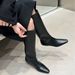Bottes d'équitation minimalistes à bout carré, cuissardes longues et amincissantes, pour femme, nouvelle collection hiver 2025_voghion.com