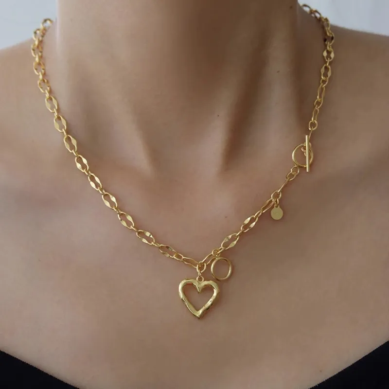 VENUS Sterling Sier Love Heart Asymmetry Necklace Hip Hop Street Jewelry Birthday Gift Wholesale Dropshi_voghion.com