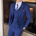 Men's Slim Fit Wedding Suit – Single/Double-Breasted Blue Groom Suit With Vest & Trousers_voghion.com