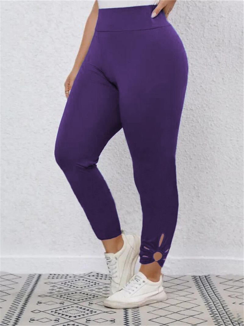 pantaloni casual pentru femei, cu petale goale, pantaloni elastici strâmți_voghion.com