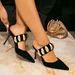 Women's High Heeled Sandals Black Plush Fashionable Simple Pointed Toe Slip On High Heeled Women's Shoes_voghion.com