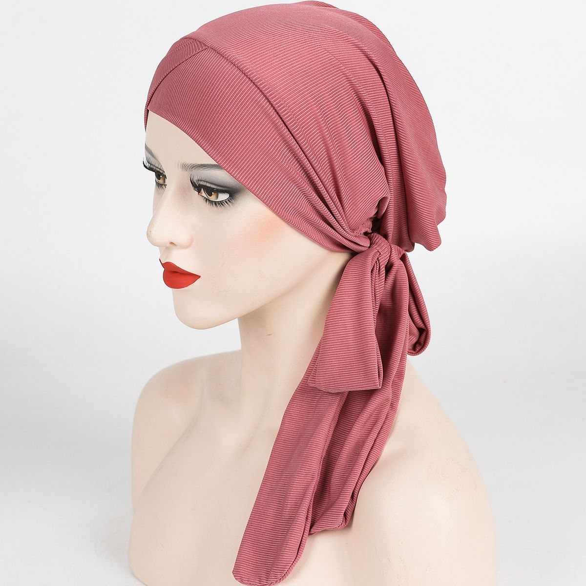 Forehead Cross Strap Long Tail Headscarf With High Elasticity, Casual Comfort, Versatile Thread Care Cap_voghion.com