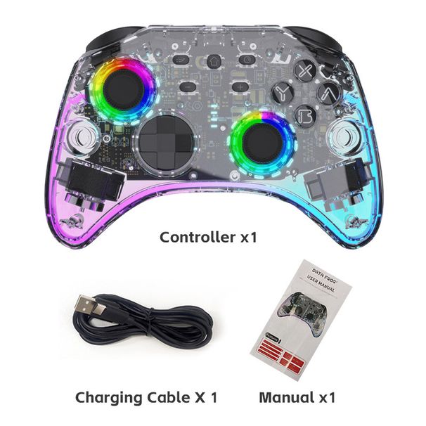 Geeignet für den kabellosen Bluetooth-Controller der Elite-Version von Nintendo Switch/LED/lite/PC mit transparenter RGB-Beleuchtung_voghion.com