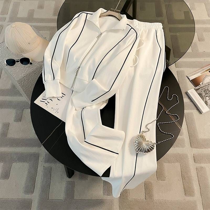 Women's Clothing High End Fashion Sports Casual Sweater Suit For Women Autumn New Style High Profile Wide Leg Pants Two Piece Suit_voghion.com