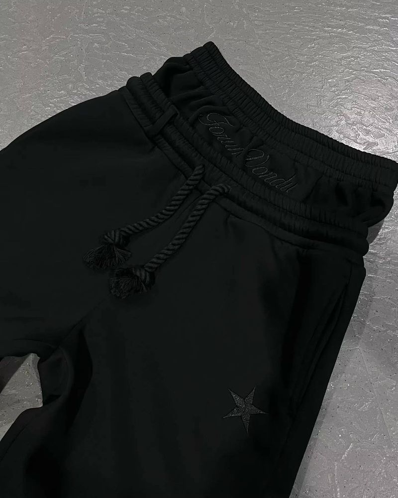 Herrenbekleidung Lässige einfache Paarmode Kreative doppelte Taille Stickerei Falten Jogginghose_voghion.com