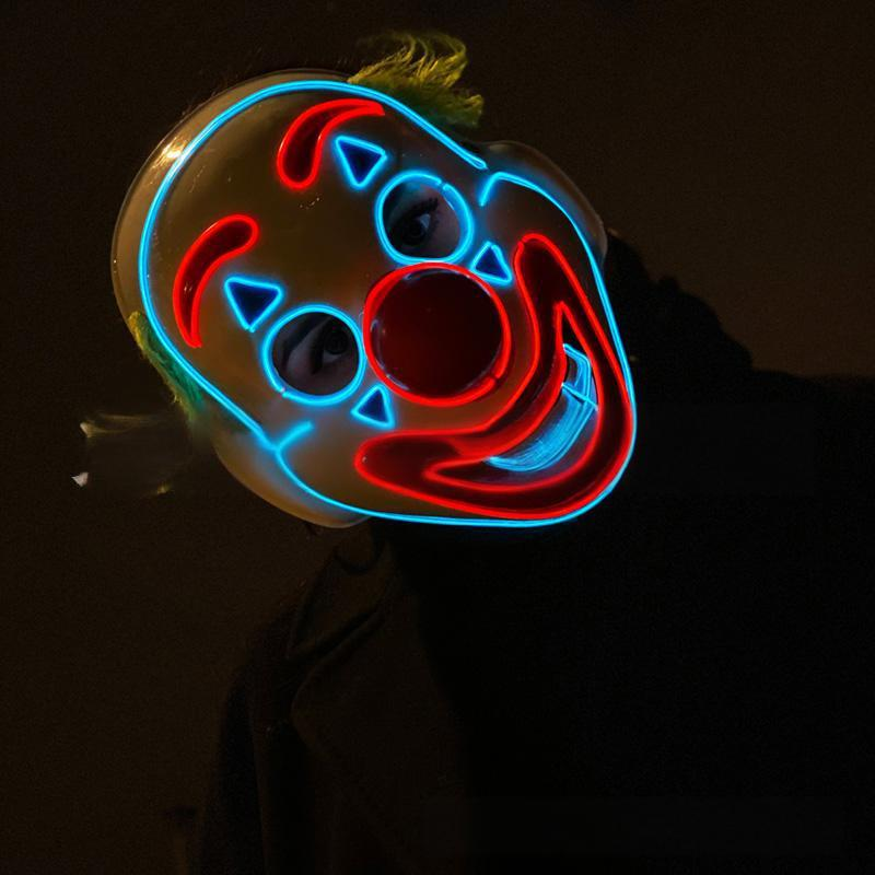 Gruselige LED-Halloween-Maske mit verstellbarem Riemen für Cosplay, Spukhäuser, Partys_voghion.com