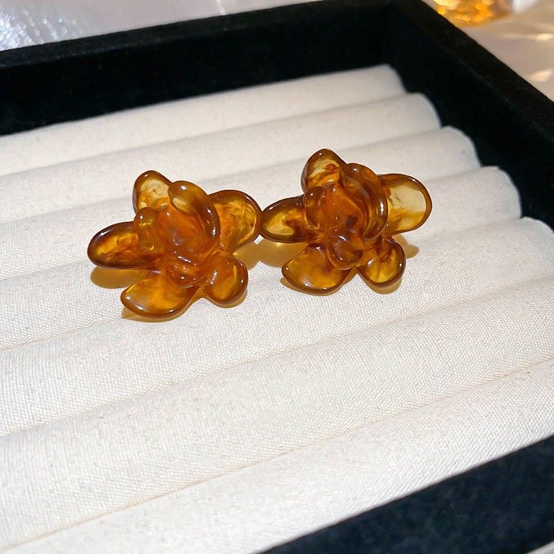 Orecchini a bottone in argento con aghi geometrici irregolari in resina, orecchini a lobo di lusso leggeri e temperamento, orecchini alla moda da donna_voghion.com