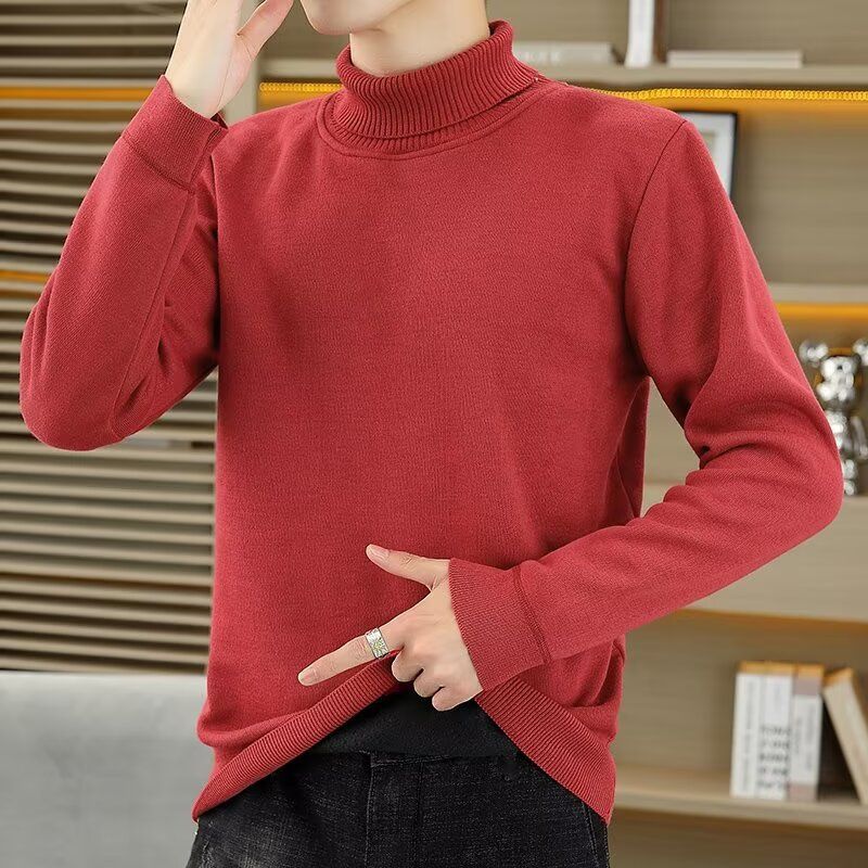 Pull à col roulé et velours pour homme, couleur unie, décontracté, tendance, simple et beau, automne et hiver_voghion.com
