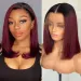 Parrucca Bob Corta Lisci Parrucche Capelli Umani 180% Densità Borgogna T Part Parrucche Pizzo 1B 99J Capelli Brasiliani Remy_voghion.com