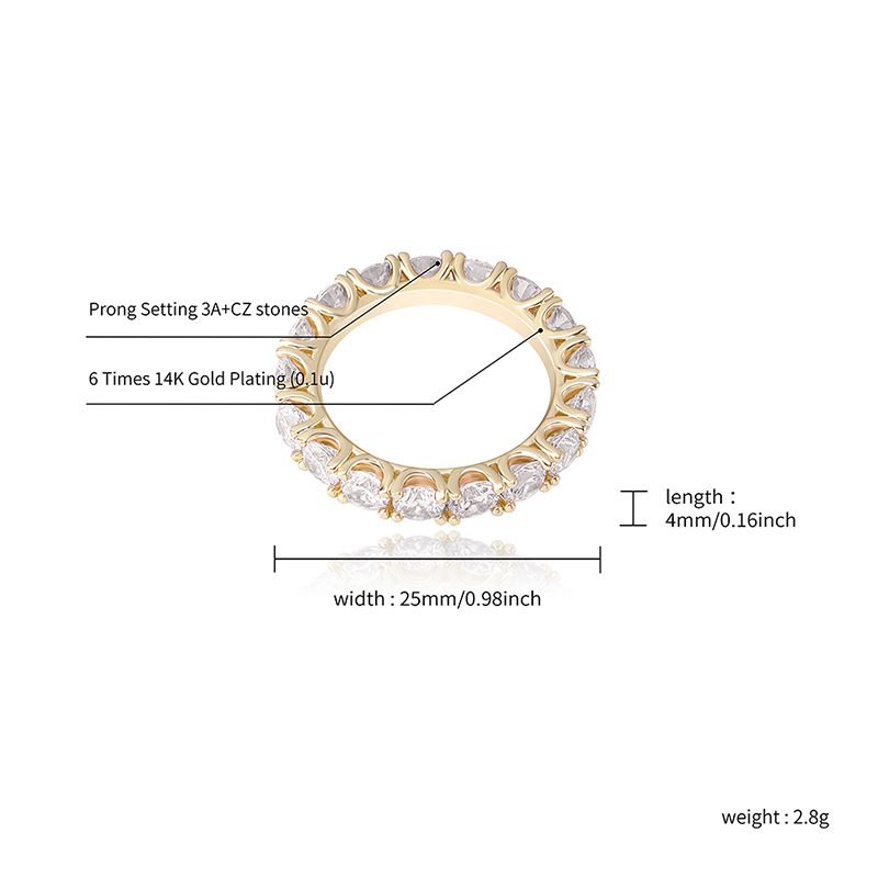 Bagues géométriques en oxyde de zirconium pour hommes et femmes - Modèles à une, deux ou trois rangées en or et argent (tailles 7 à 11)_voghion.com