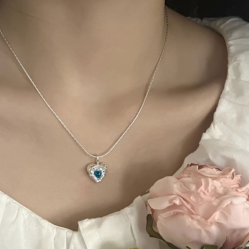 Sterli VENUS Sier Blue Zircon Necklace for Women Girl Liquid Lava Snake Bone Chain Jewelry Girls' Gift                 s'_voghion.com