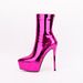 Pointed Toe Laser Patent Leather Waterproof Platform Short Stiletto High Heel Bare Performance Stage Show Elastic Boots_voghion.com