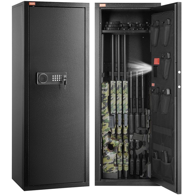 VEVOR 10-12 Rifles Gun Safe, Rifle Safe With Lock & Digital Keypad, Quick Access Tall Gun Storage Cabinet With Removable Shelf, Rifle Cabinet For Home Rifle And Shotguns_voghion.com