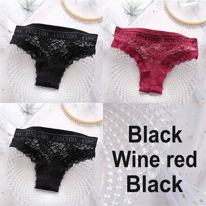 CRAZYLIFE 3PCS/Set Lace Panties Women Sexy Underwear Briefs Floral Lace Female Underpants Solid Color Intimate Lingerie Woman Panties M-XL_voghion.com