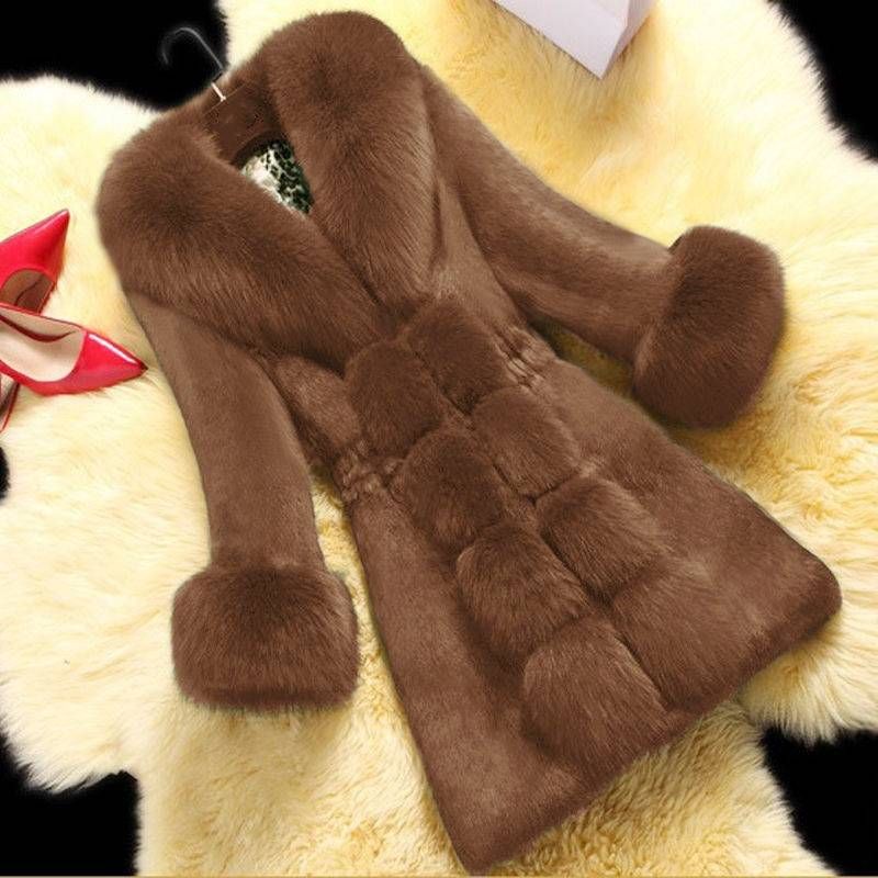 Women's Clothing New autumn and winter fur women's mid length fox fur collar coat mink fur slimming coat clearance_voghion.com