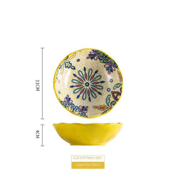 Bohemian Underglaze Ceramic Dinnerware Set - Hand-Painted Bowls & Plates For Rice Noodles & Fish Serving_voghion.com