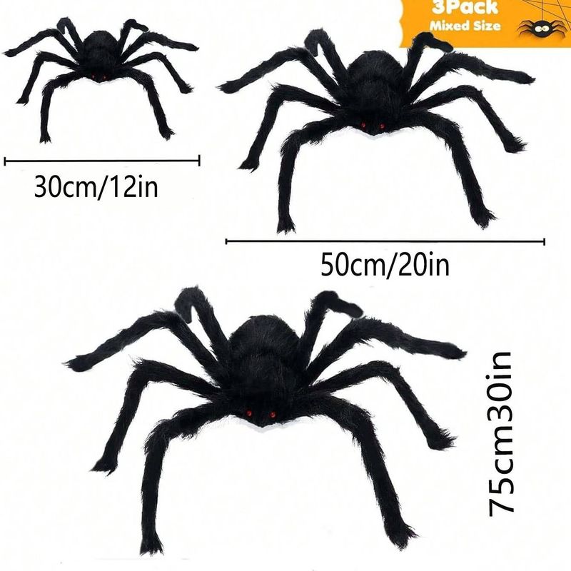 Halloween Spider Web Triangular Net Party Decoration Props, Realistic Large Spider Plush_voghion.com