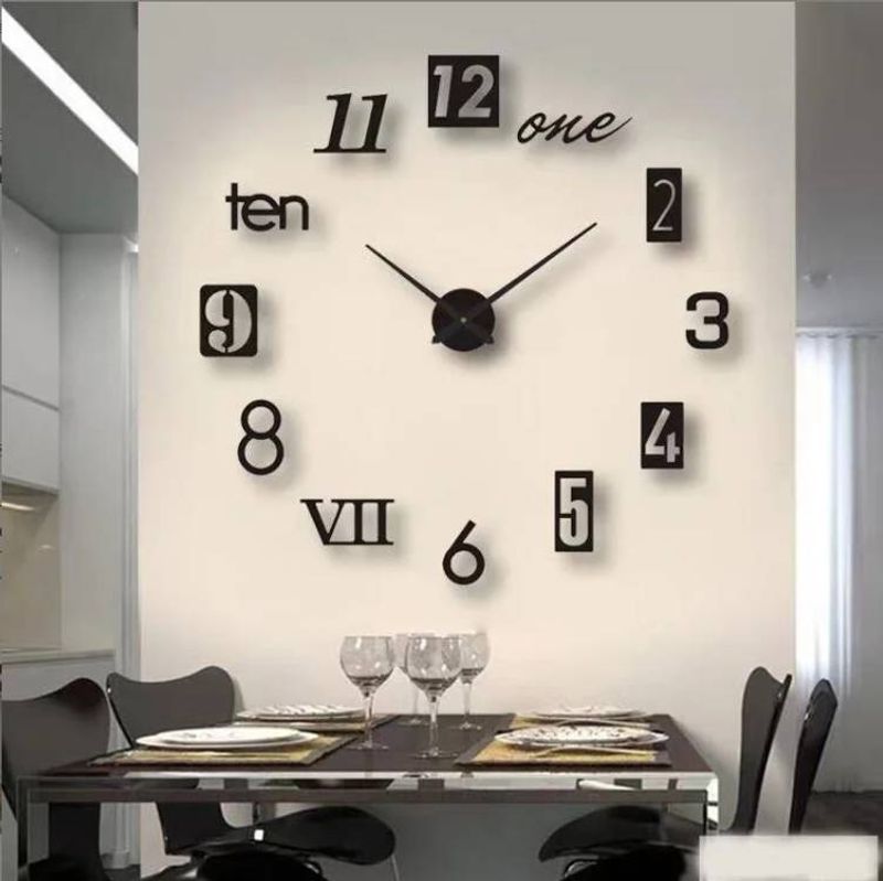 Nowa naklejka na zegar ścienny z lustrem akrylowym 3D z cyframi rzymskimi, modna, DIY, zegar kwarcowy, zegarek, dekoracja domu, naklejki do salonu_voghion.com