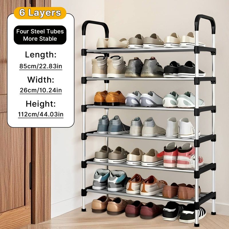 1PCS 6 Tier Shoe Rack, Multi-Tier Organizer, Easy To Assemble, Freestanding - For Entryways, Bedrooms, Offices & More_voghion.com