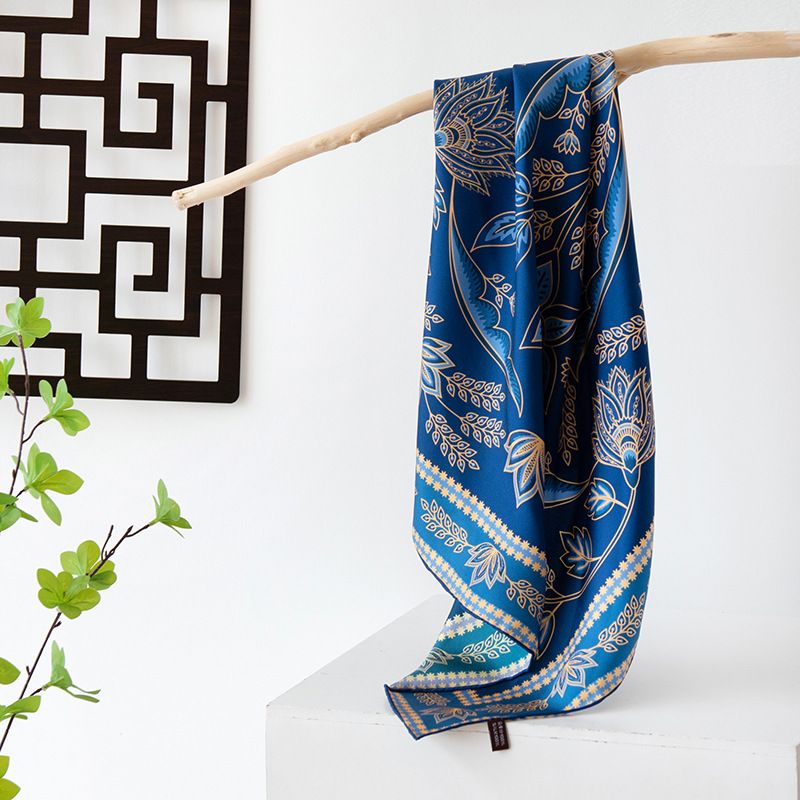 2024 New Mulberry Women's Printed Silk Chinese Style Square Scarf, for Elders' Birthday, Teacher's Day Gift_voghion.com