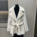 Women's Clothing Eco Friendly Fur Coat, Faux Mink Fur, Short Suit Collar With Horizontal Stripe Belt_voghion.com