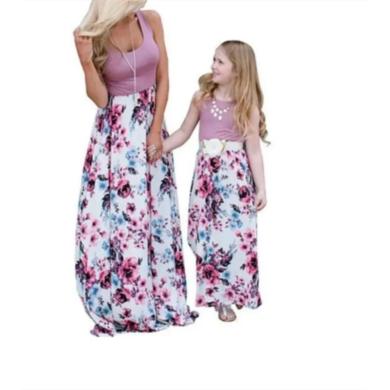 Commerce extérieur Europe et Amérique Été Mère et fille Parent enfant vêtements gilet robe robe XX0129_voghion.com