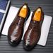 Internet Celebrity Loafers Men's Casual Business British Style Lace-up Small Leather Trendy Driving Shoes_voghion.com