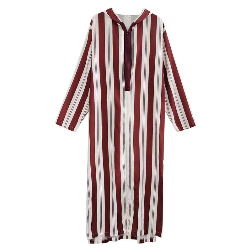Felpa con cappuccio lunga a righe abbinate ai colori da uomo, stile etnico Kebaya_voghion.com