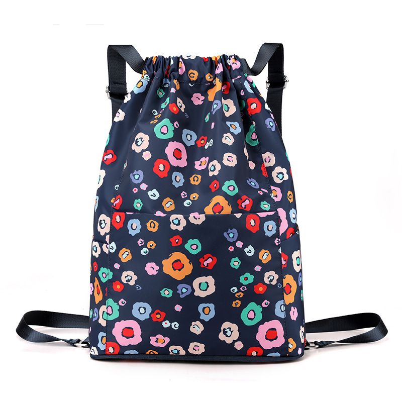 Women's Print, Lightweight Drawstring, Foldable Storage Sports Gym Bag, Drawstring Pocket,_voghion.com