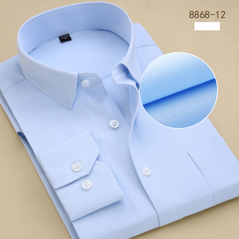 Man's clothing Professional shirt Business man Long sleeve loose solid color striped slim black shirt man_voghion.com