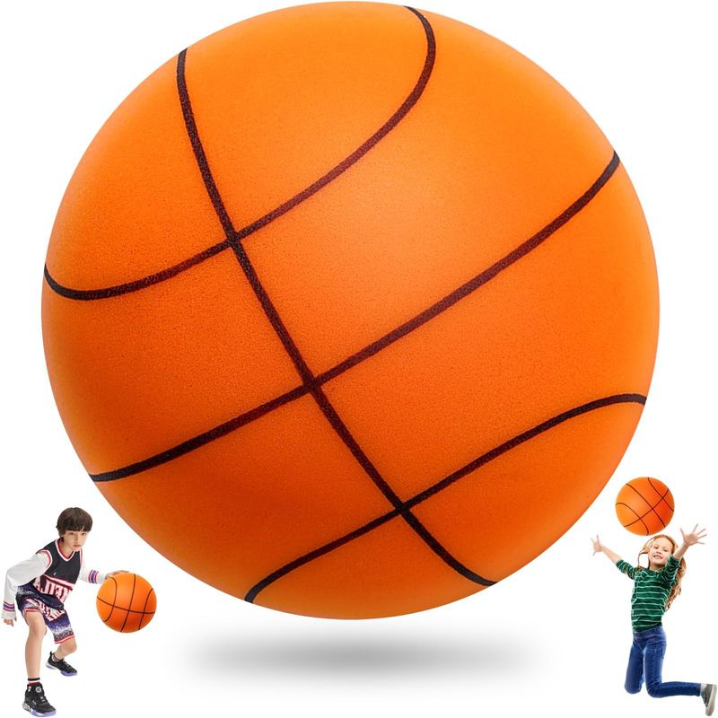 Silent Basketball – Gegroefde, luchtloze indoor basketbal voor stil dribbelen en indoor training, Pro PU Foam Ball – Echt gevoel, hogere stuiter, stiller_voghion.com