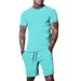 CT Hot Selling Solid Color T-Shirt + Five-Point Men's Summer Short Sleeve Shorts Set Breathable Style_voghion.com