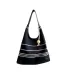 Trendy Tote For Women, Color-Block Large Capacity Striped Canvas Handbag, Bucket Shoulder Bag, Mother Bag_voghion.com