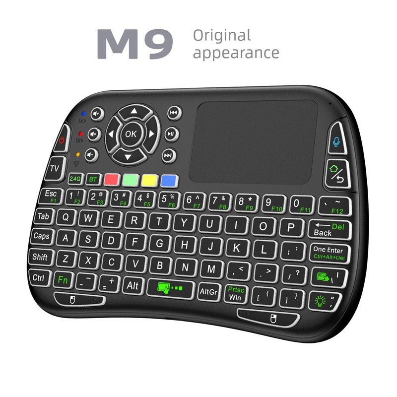 Colorful Backlight 2.4G + Bluetooth 5.2 Wireless Dual-Mode Key Mouse Voice Learning Remote Control Mini Keyboard Set-Top_voghion.com