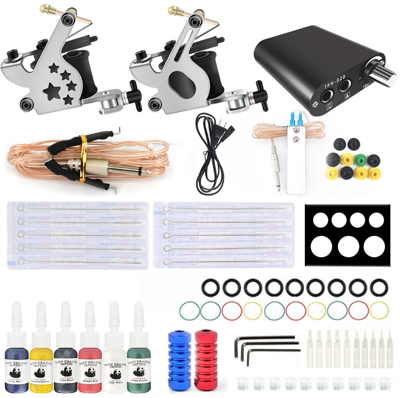 Ou Liang Silver Dragon Double Machine Beginner Tools Complete Set of Tattoo Equipment_voghion.com