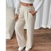 Damenbekleidung Drape Mopping Freizeithose Hohe Taille Hose Lockeres Temperament Gerade Nischendesign Einfarbige Hose_voghion.com