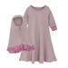 Kids’ Clothing Girls' spring and autumn long sleeved color blocked ruffled lace dress + bow headscarf two piece children's clothing set_voghion.com