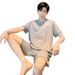 Teen-Approved Summer Style: Men’s Cotton Thin Short-Sleeved Shorts Pajamas Set - Perfect Loungewear For Warm Days, Large Sizes_voghion.com