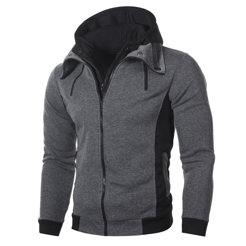 Casaco com capuz duplo para homens, jaqueta casual masculina, cardigan_voghion.com