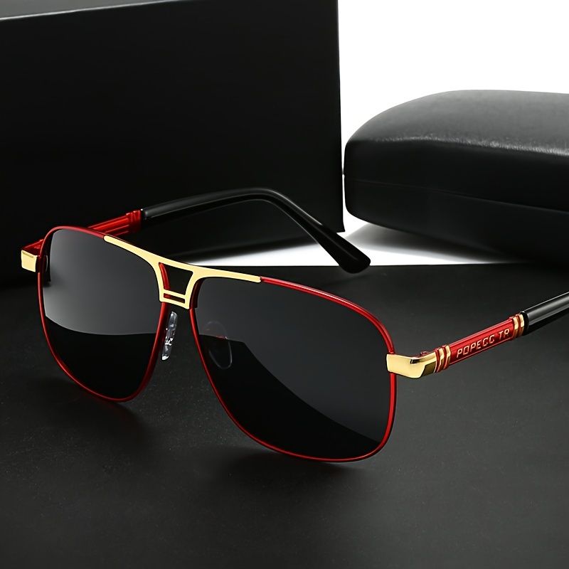 Fashionable Cool Big Frame Double Bridge Metal Polarized Light Outdoor Vacation Travel Driving Fashion Glasses for Men_voghion.com