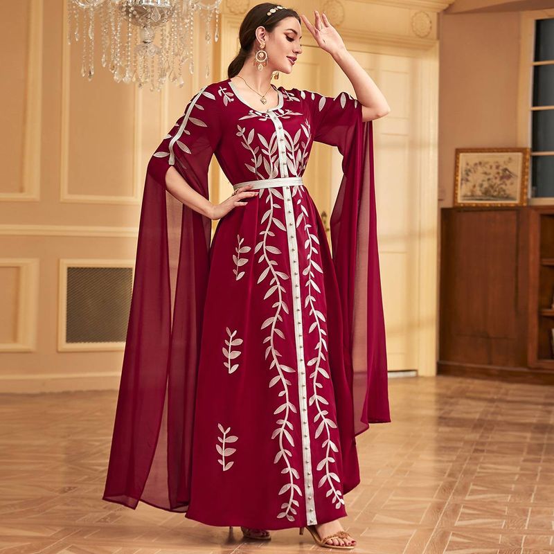 Women's Clothing Fashion Dress Long Skirt Muslim Robe Embroidered Dress_voghion.com
