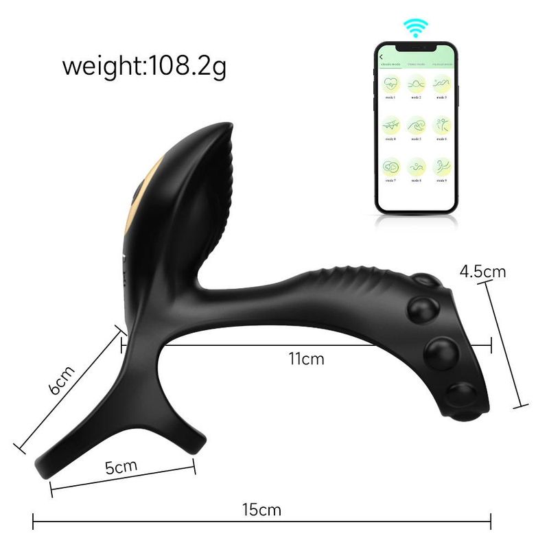 Frank Wireless APP Remote Control Three Ring Dual Vibration Massage Male Masturbator Locking Sperm Ring Adult Products Wholesale_voghion.com