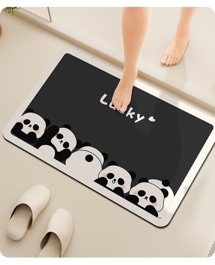 New Lucky Panda Soft Diatom Mud Mat Foot Mat Absorbent Non-slip Toilet Sink Bathroom Quick Dry (size :40*60cm)_voghion.com