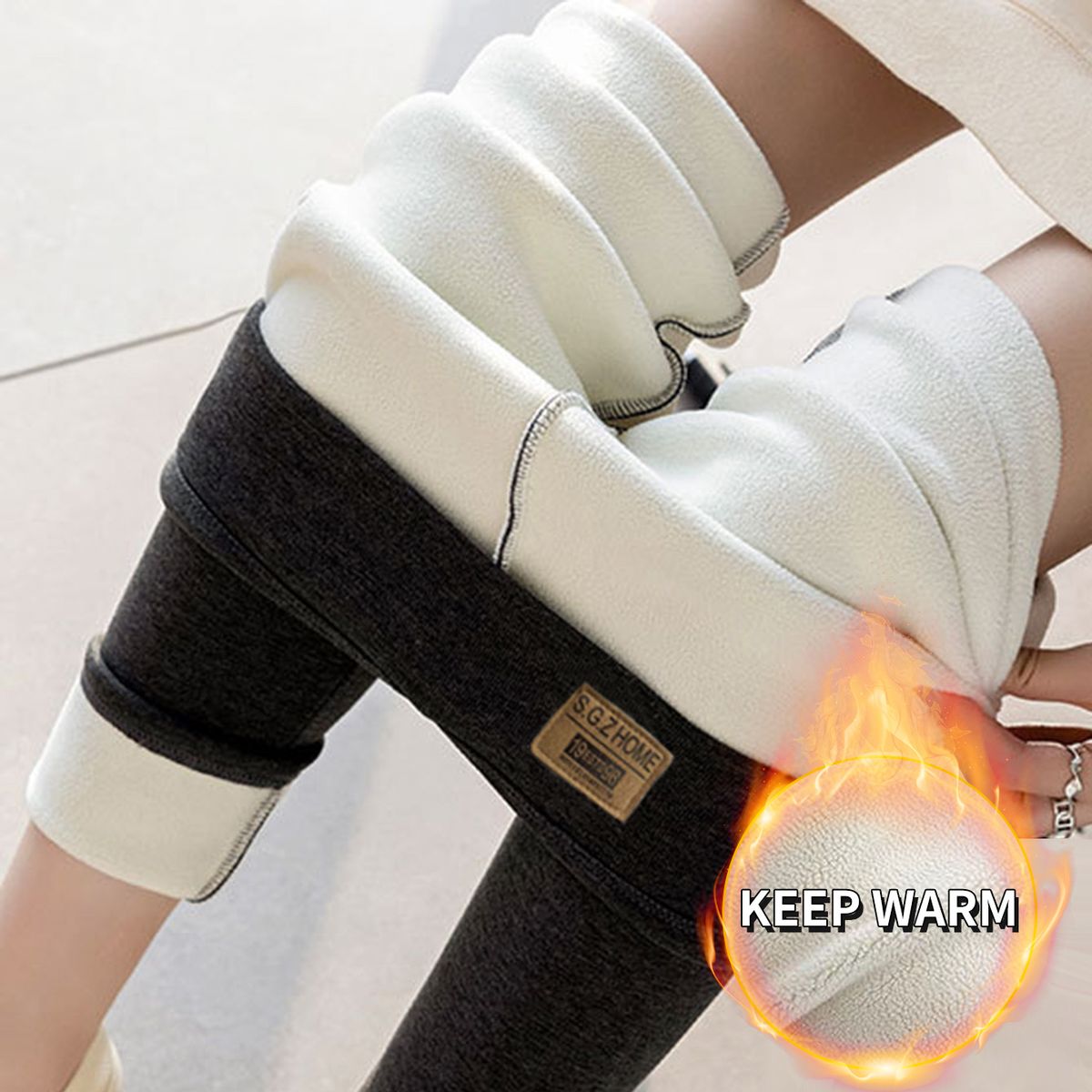 Women's High-Waisted Fleece-Lined Thermal Leggings - Ultra Thick Winter Pants With Stretchy Comfort, Plus Size Available In Black & Dark Grey_voghion.com